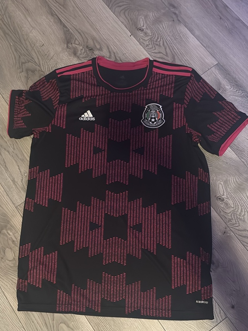 Adidas men’s Mexico Black & pink Soccer Jersey
